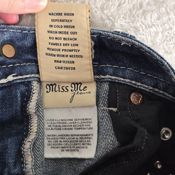 Miss Me Jeans Womens Size 26 Skinny Leg Low Rise Stretch Denim Flap Pockets Rock - Picture 14 of 15